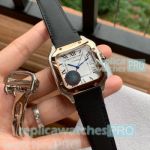 High Quality Clone Cartier Panthre de White Dial Black Leather Strap Watch